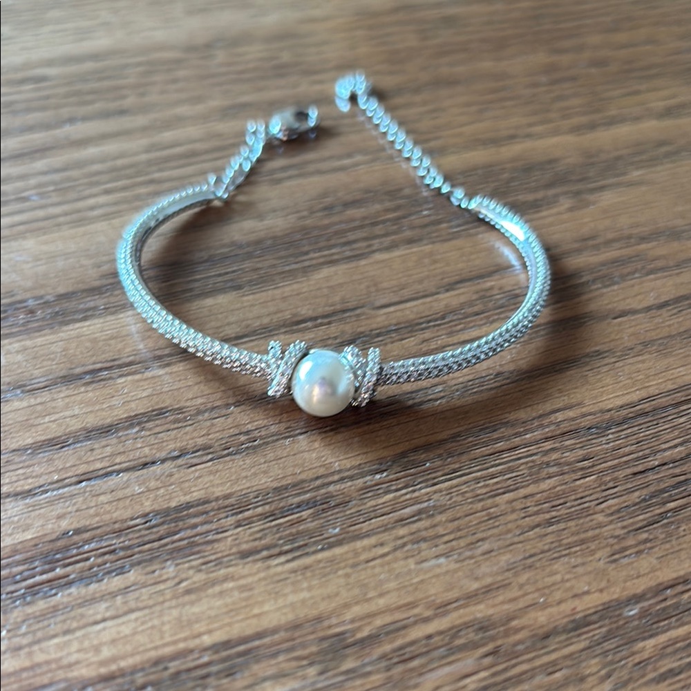 Swarovski Silver Bracelet with Pearl Accent